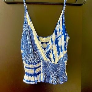 blue and white tank top